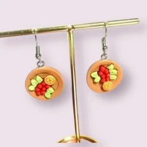 ❤️ FREE Fruit Plate Charcuterie Food Snack Art Pop Artsy Graphic Farm Earrings